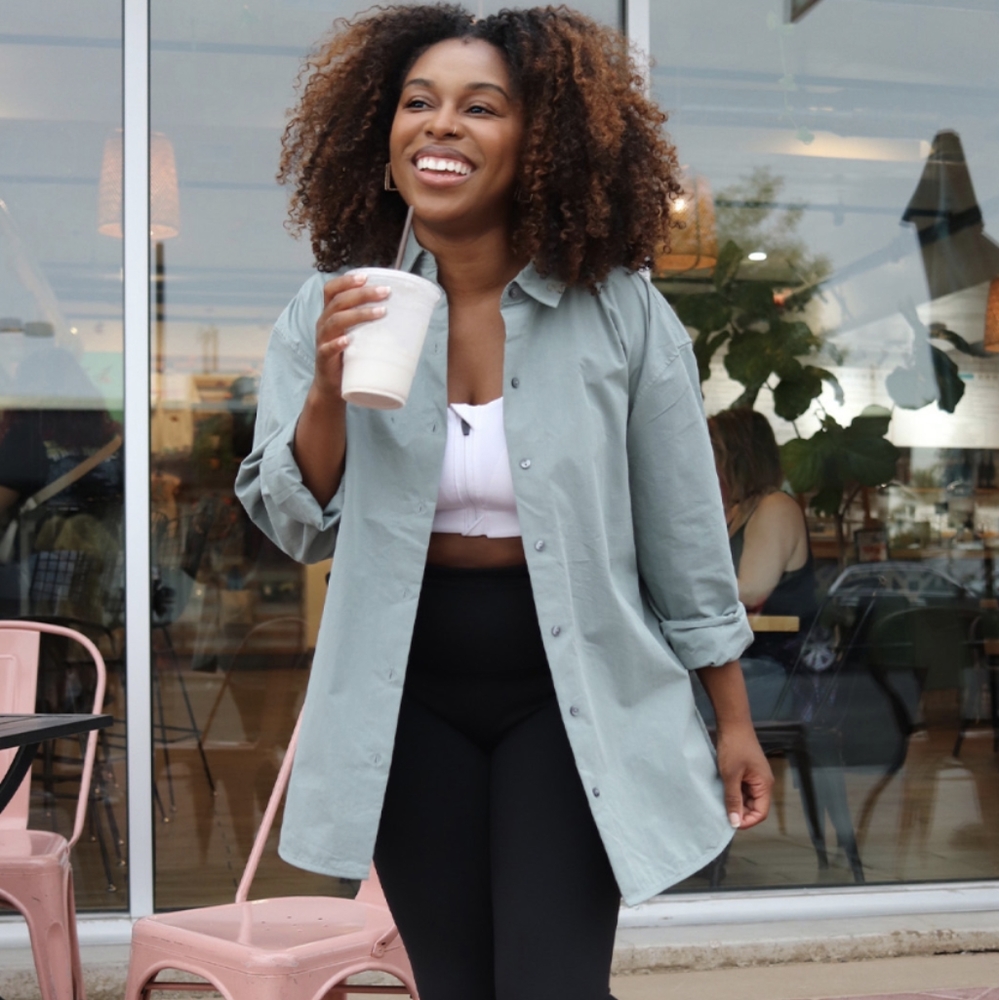 CALIA Semi-Relaxed Slate Button-Up Shirt